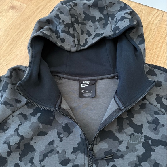Nike Men's Tech Fleece Full Zip Hoody Camo Black Gray Size XL - CJ5975-010 - Picture 7 of 13